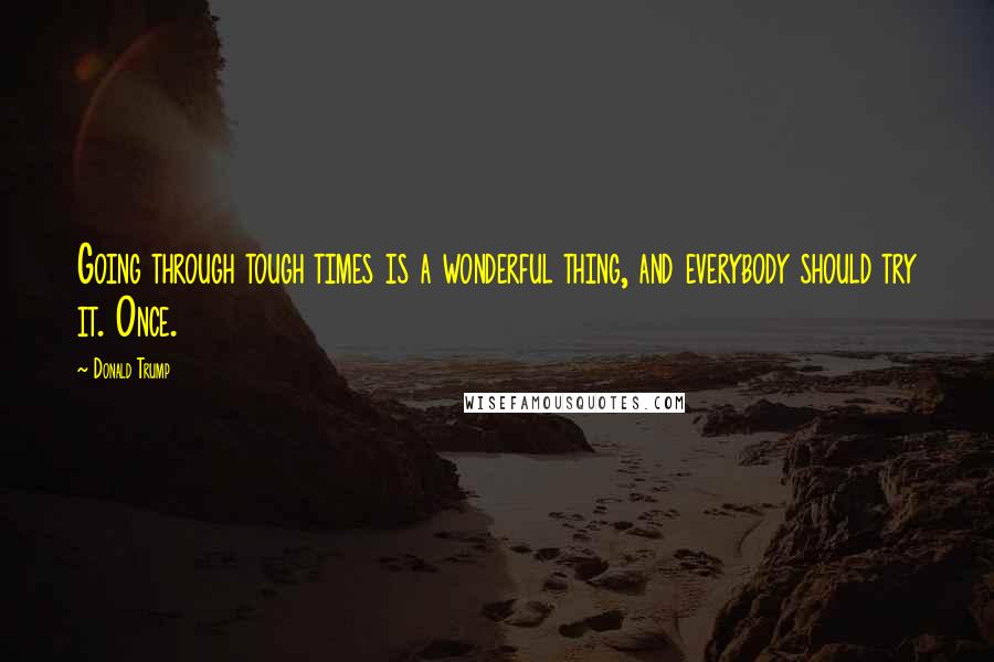 Donald Trump Quotes: Going through tough times is a wonderful thing, and everybody should try it. Once.