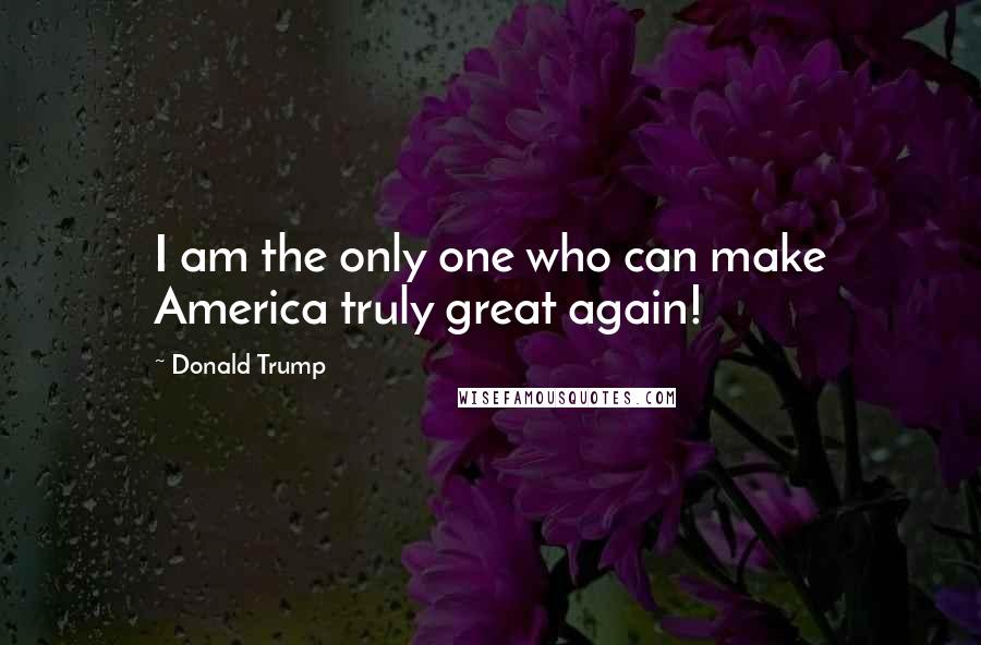 Donald Trump Quotes: I am the only one who can make America truly great again!