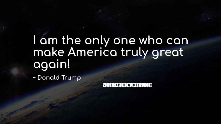 Donald Trump Quotes: I am the only one who can make America truly great again!