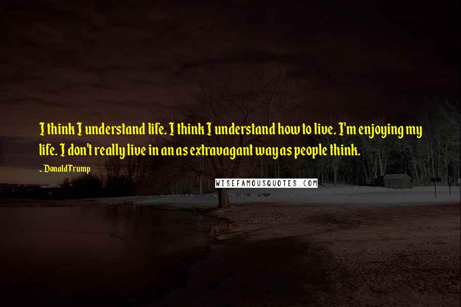 Donald Trump Quotes: I think I understand life. I think I understand how to live. I'm enjoying my life. I don't really live in an as extravagant way as people think.