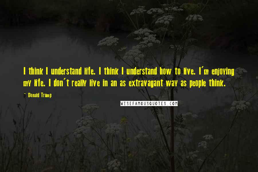 Donald Trump Quotes: I think I understand life. I think I understand how to live. I'm enjoying my life. I don't really live in an as extravagant way as people think.