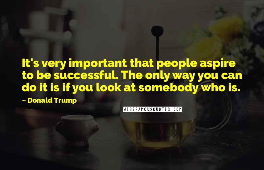 Donald Trump Quotes: It's very important that people aspire to be successful. The only way you can do it is if you look at somebody who is.