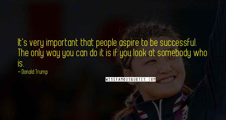 Donald Trump Quotes: It's very important that people aspire to be successful. The only way you can do it is if you look at somebody who is.