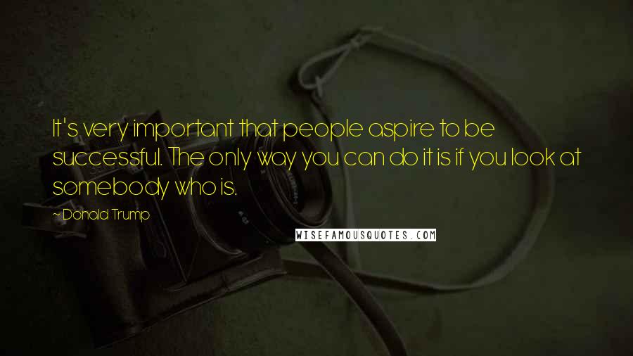 Donald Trump Quotes: It's very important that people aspire to be successful. The only way you can do it is if you look at somebody who is.