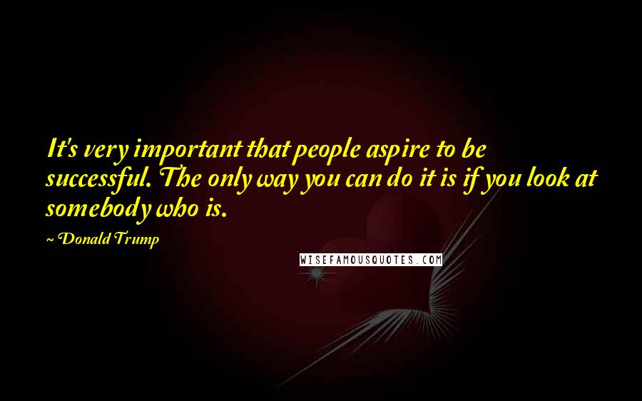 Donald Trump Quotes: It's very important that people aspire to be successful. The only way you can do it is if you look at somebody who is.