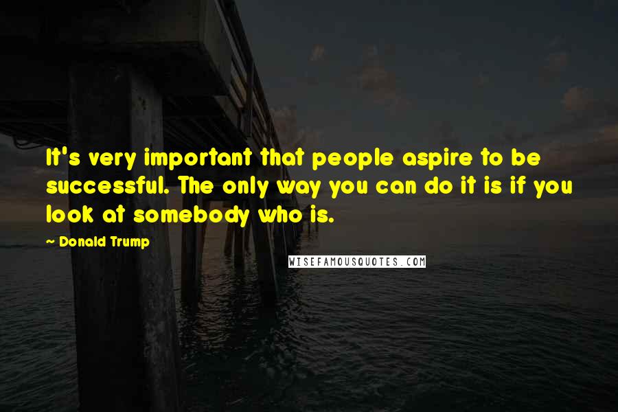 Donald Trump Quotes: It's very important that people aspire to be successful. The only way you can do it is if you look at somebody who is.