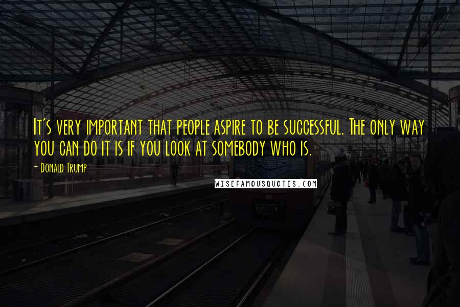 Donald Trump Quotes: It's very important that people aspire to be successful. The only way you can do it is if you look at somebody who is.