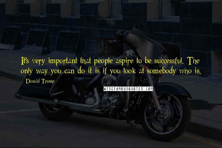 Donald Trump Quotes: It's very important that people aspire to be successful. The only way you can do it is if you look at somebody who is.