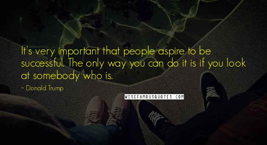 Donald Trump Quotes: It's very important that people aspire to be successful. The only way you can do it is if you look at somebody who is.