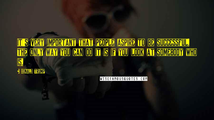 Donald Trump Quotes: It's very important that people aspire to be successful. The only way you can do it is if you look at somebody who is.