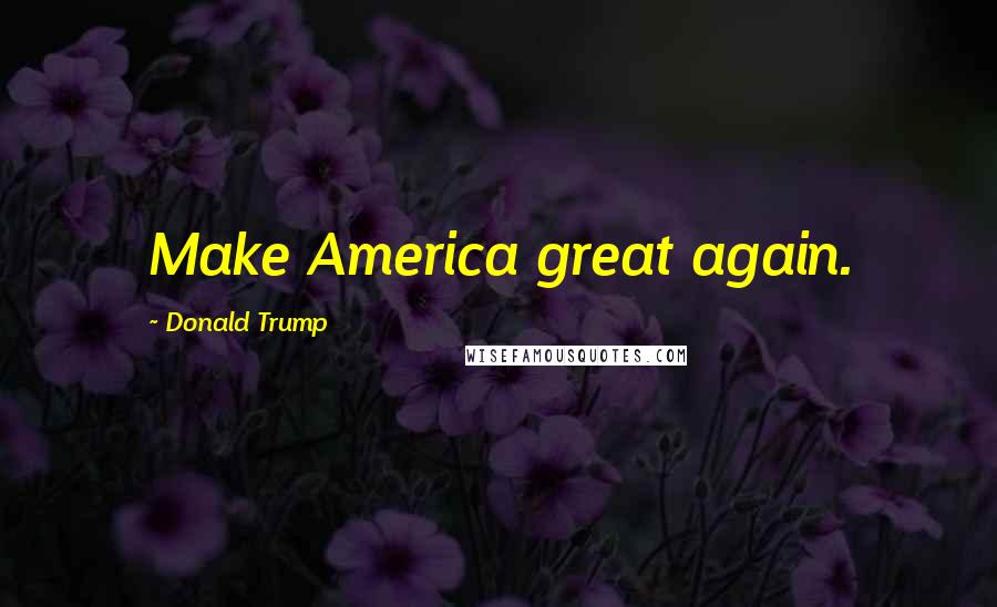 Donald Trump Quotes: Make America great again.