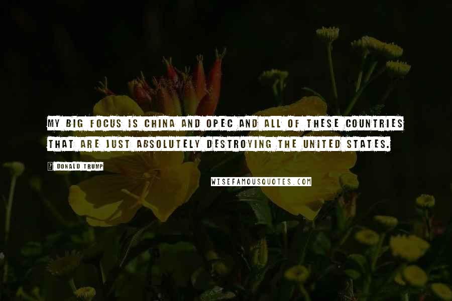 Donald Trump Quotes: My big focus is China and OPEC and all of these countries that are just absolutely destroying the United States.