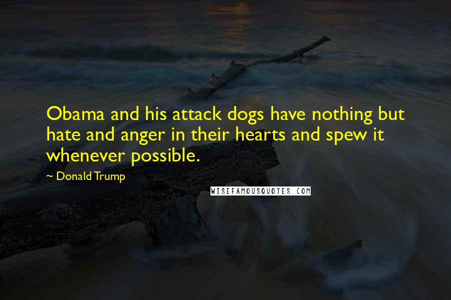 Donald Trump Quotes: Obama and his attack dogs have nothing but hate and anger in their hearts and spew it whenever possible.