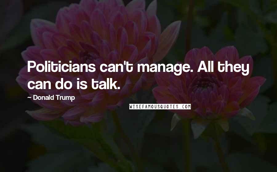 Donald Trump Quotes: Politicians can't manage. All they can do is talk.