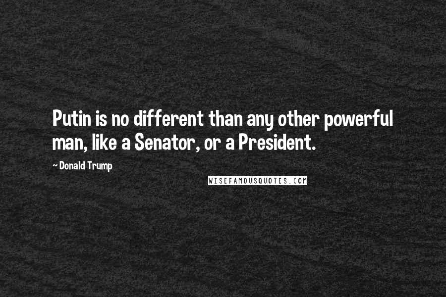Donald Trump Quotes: Putin is no different than any other powerful man, like a Senator, or a President.