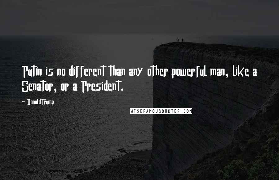 Donald Trump Quotes: Putin is no different than any other powerful man, like a Senator, or a President.