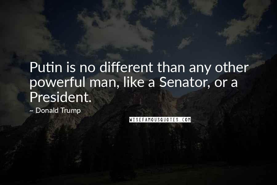 Donald Trump Quotes: Putin is no different than any other powerful man, like a Senator, or a President.