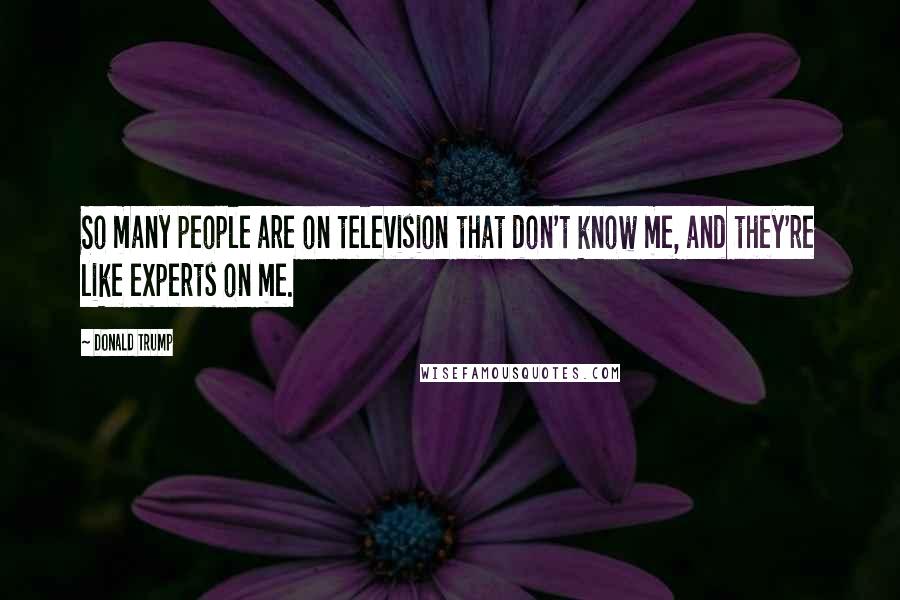 Donald Trump Quotes: So many people are on television that don't know me, and they're like experts on me.