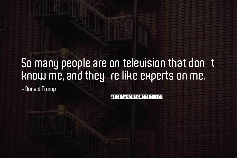 Donald Trump Quotes: So many people are on television that don't know me, and they're like experts on me.