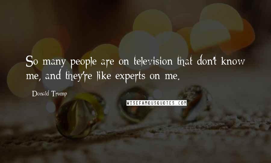 Donald Trump Quotes: So many people are on television that don't know me, and they're like experts on me.