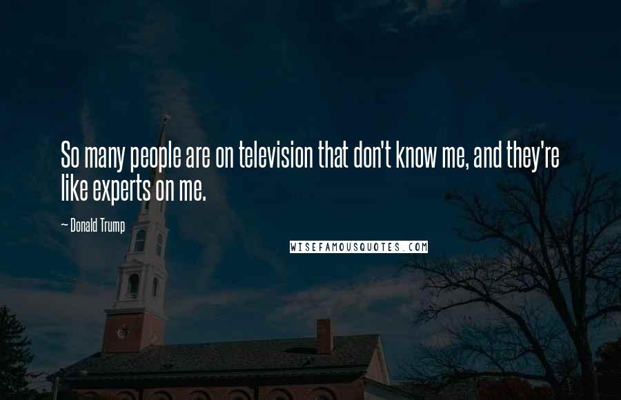 Donald Trump Quotes: So many people are on television that don't know me, and they're like experts on me.