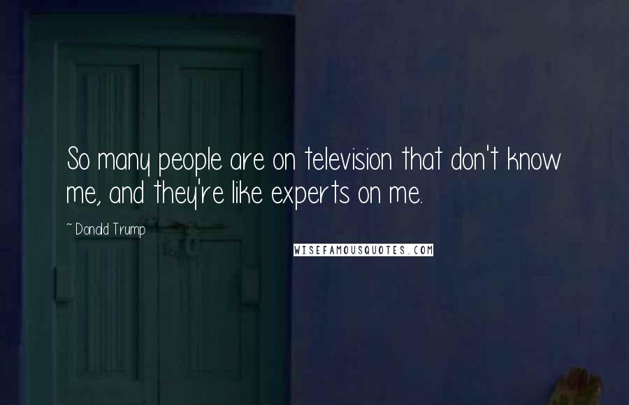 Donald Trump Quotes: So many people are on television that don't know me, and they're like experts on me.