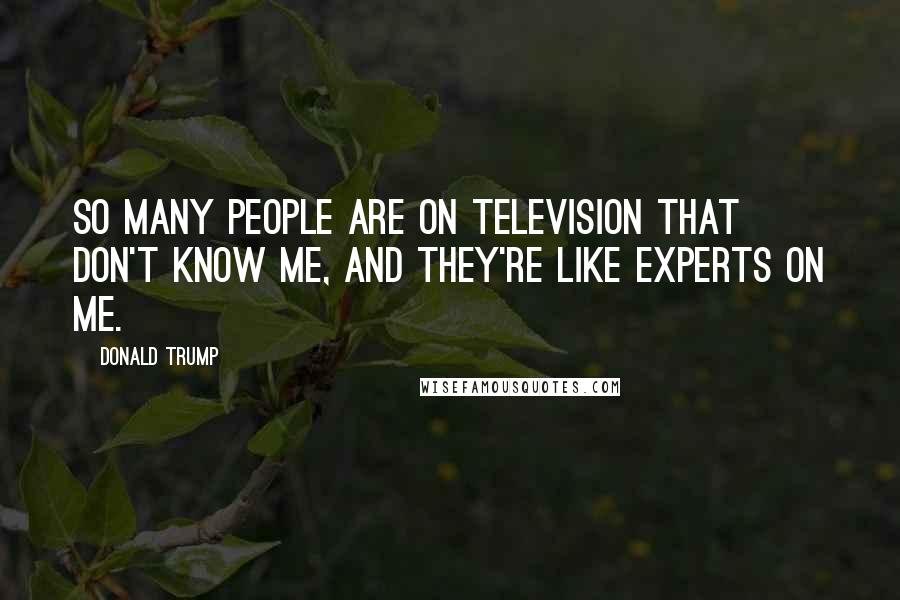 Donald Trump Quotes: So many people are on television that don't know me, and they're like experts on me.