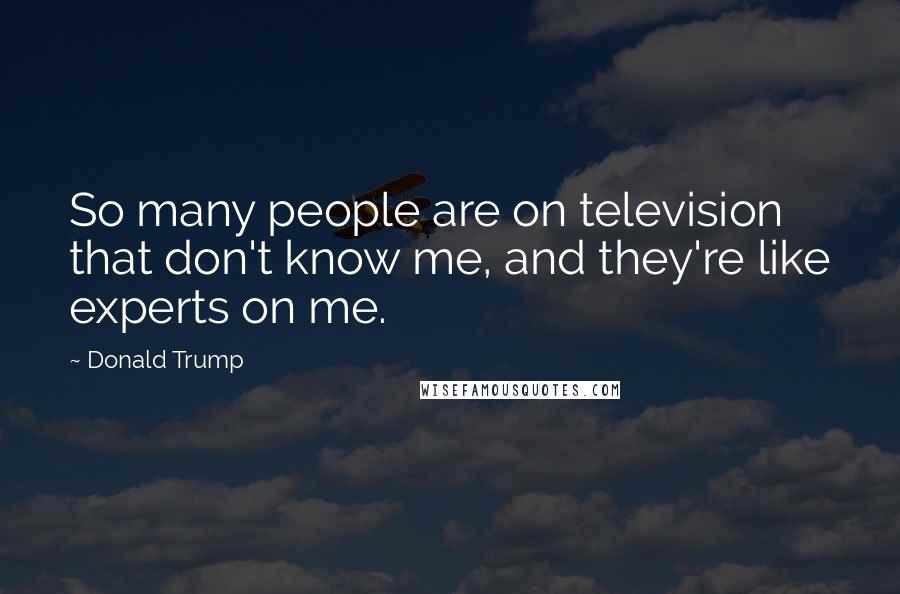 Donald Trump Quotes: So many people are on television that don't know me, and they're like experts on me.