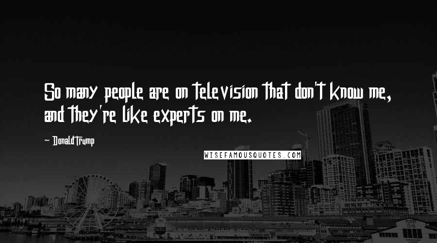 Donald Trump Quotes: So many people are on television that don't know me, and they're like experts on me.