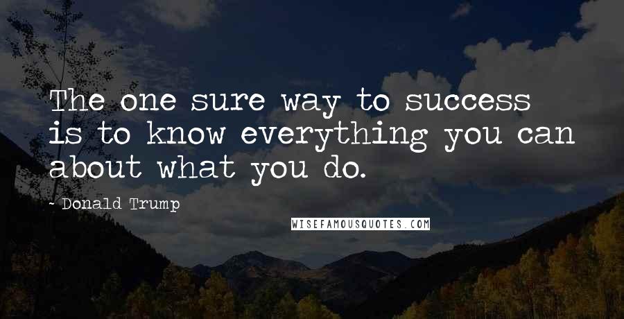 Donald Trump Quotes: The one sure way to success is to know everything you can about what you do.