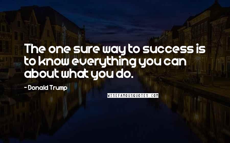 Donald Trump Quotes: The one sure way to success is to know everything you can about what you do.