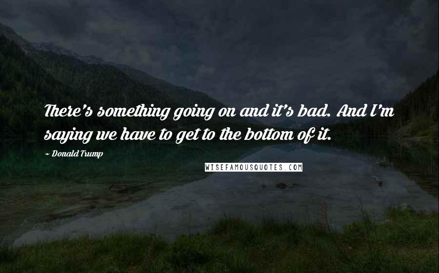 Donald Trump Quotes: There's something going on and it's bad. And I'm saying we have to get to the bottom of it.