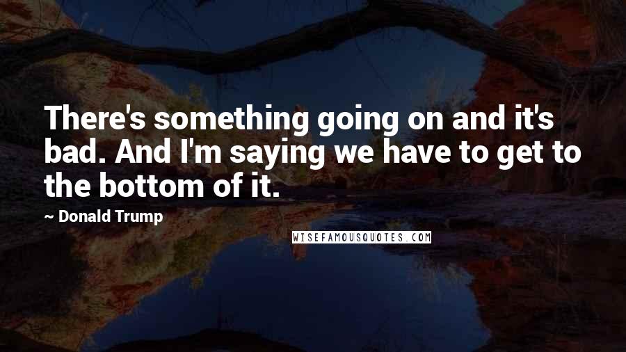 Donald Trump Quotes: There's something going on and it's bad. And I'm saying we have to get to the bottom of it.