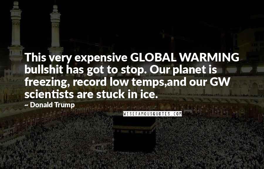 Donald Trump Quotes: This very expensive GLOBAL WARMING bullshit has got to stop. Our planet is freezing, record low temps,and our GW scientists are stuck in ice.