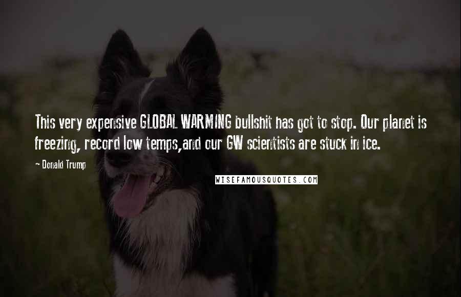 Donald Trump Quotes: This very expensive GLOBAL WARMING bullshit has got to stop. Our planet is freezing, record low temps,and our GW scientists are stuck in ice.