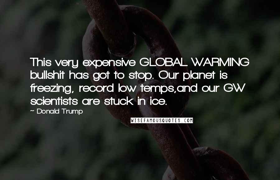 Donald Trump Quotes: This very expensive GLOBAL WARMING bullshit has got to stop. Our planet is freezing, record low temps,and our GW scientists are stuck in ice.