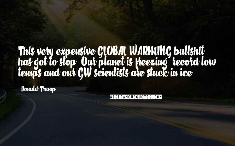 Donald Trump Quotes: This very expensive GLOBAL WARMING bullshit has got to stop. Our planet is freezing, record low temps,and our GW scientists are stuck in ice.