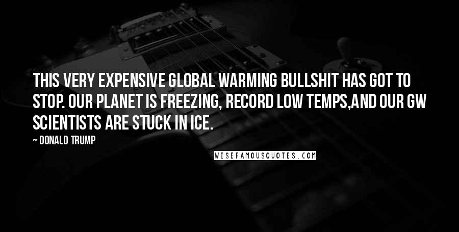 Donald Trump Quotes: This very expensive GLOBAL WARMING bullshit has got to stop. Our planet is freezing, record low temps,and our GW scientists are stuck in ice.