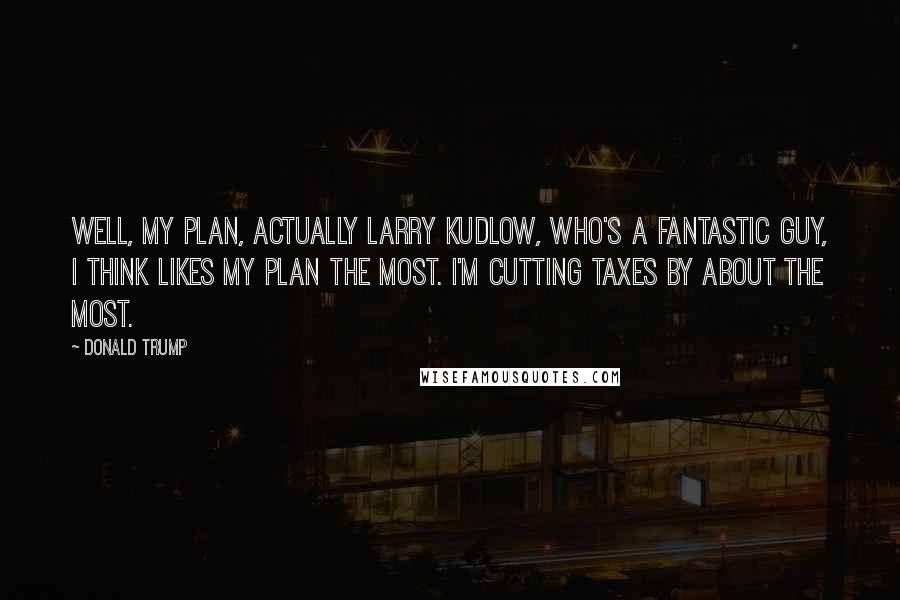 Donald Trump Quotes: Well, my plan, actually Larry Kudlow, who's a fantastic guy, I think likes my plan the most. I'm cutting taxes by about the most.