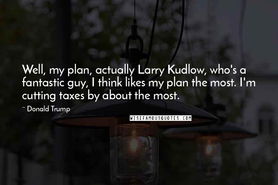 Donald Trump Quotes: Well, my plan, actually Larry Kudlow, who's a fantastic guy, I think likes my plan the most. I'm cutting taxes by about the most.