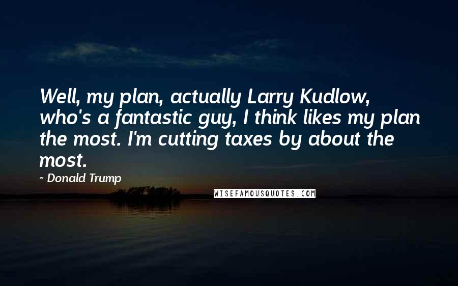 Donald Trump Quotes: Well, my plan, actually Larry Kudlow, who's a fantastic guy, I think likes my plan the most. I'm cutting taxes by about the most.