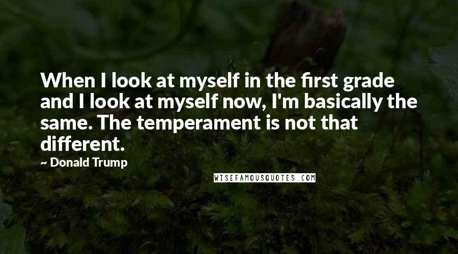 Donald Trump Quotes: When I look at myself in the first grade and I look at myself now, I'm basically the same. The temperament is not that different.