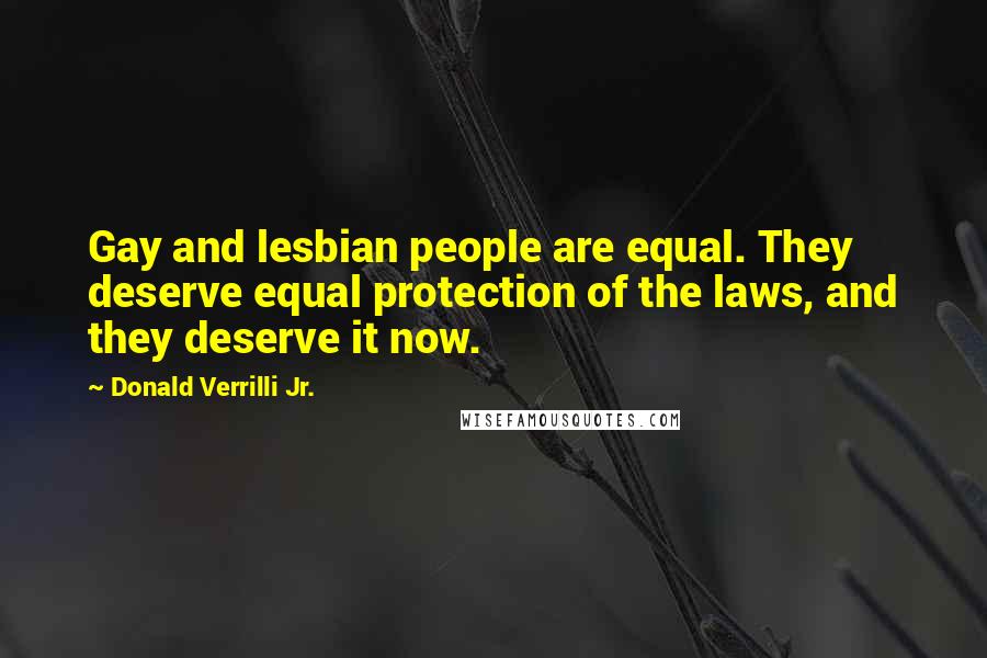 Donald Verrilli Jr. Quotes: Gay and lesbian people are equal. They deserve equal protection of the laws, and they deserve it now.