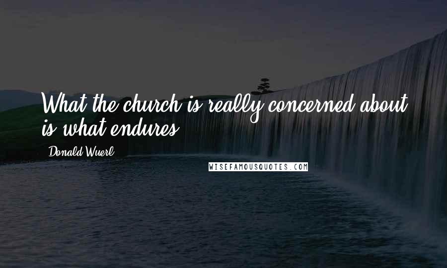Donald Wuerl Quotes: What the church is really concerned about is what endures.