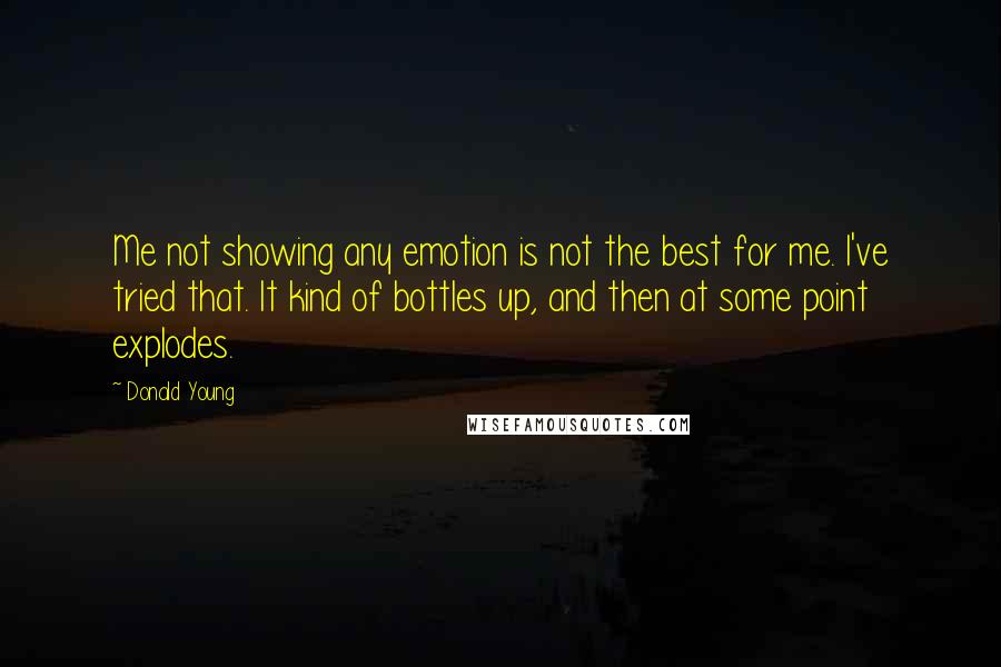 Donald Young Quotes: Me not showing any emotion is not the best for me. I've tried that. It kind of bottles up, and then at some point explodes.