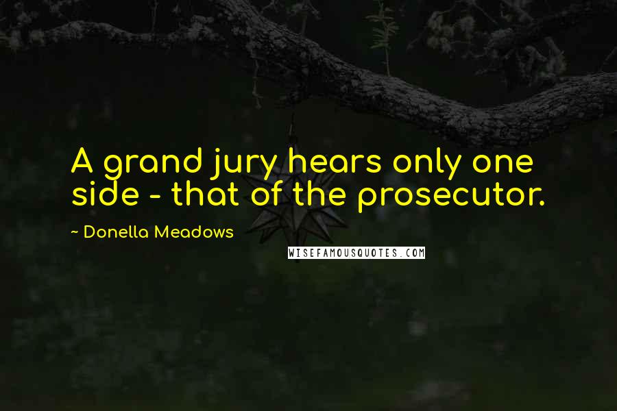 Donella Meadows Quotes: A grand jury hears only one side - that of the prosecutor.
