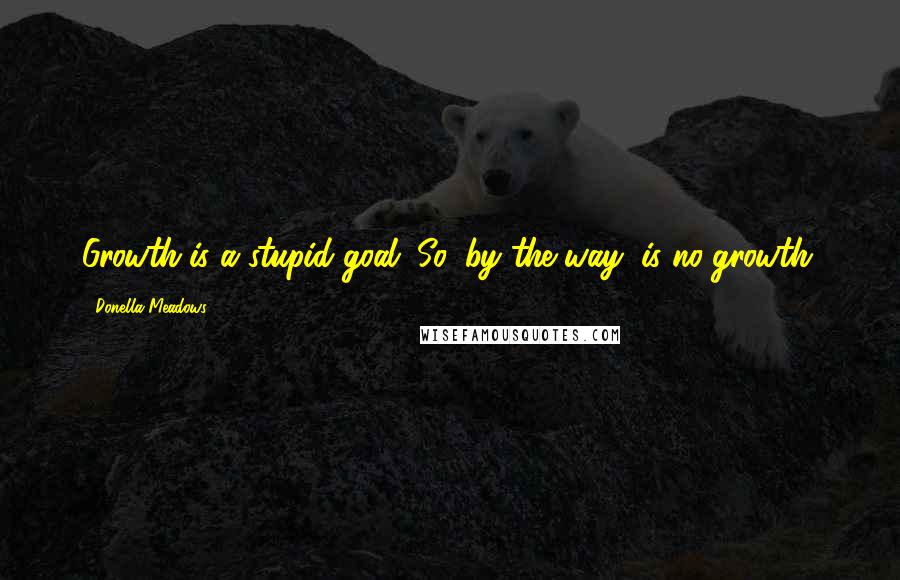 Donella Meadows Quotes: Growth is a stupid goal. So, by the way, is no-growth.