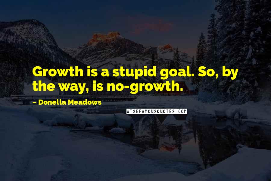 Donella Meadows Quotes: Growth is a stupid goal. So, by the way, is no-growth.