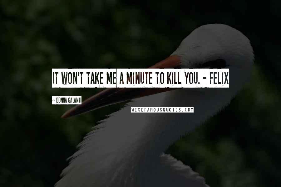 Donna Galanti Quotes: It won't take me a minute to kill you. - Felix