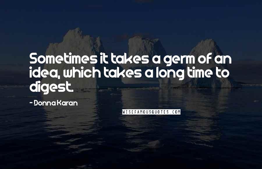 Donna Karan Quotes: Sometimes it takes a germ of an idea, which takes a long time to digest.